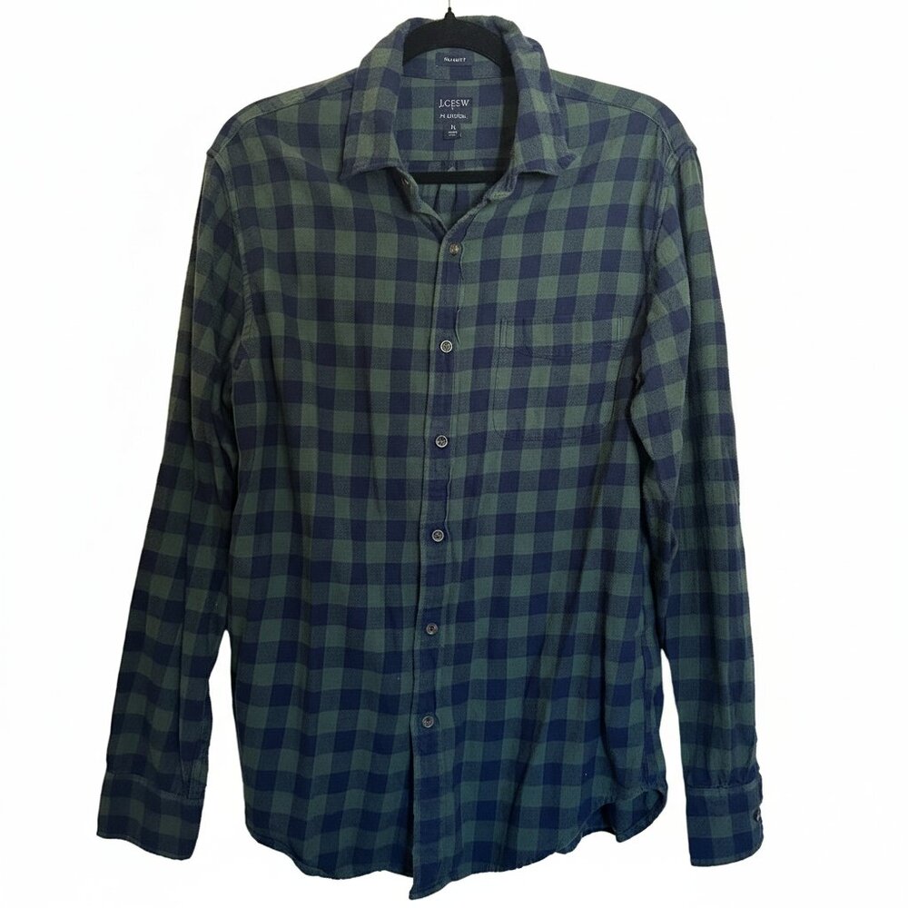 J.Crew - Classic Flannel Shirt Navy/Green Medium